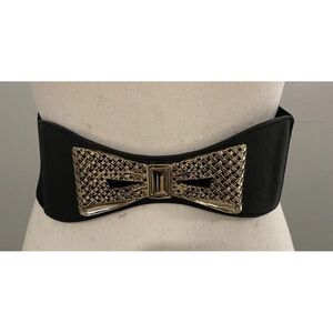 Super Trendy Black Elastic Belt w/Silver Bow
3" X 27"